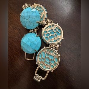 Kendra Scott Gold and Turquoise colored magnesite Cassie Bracelet